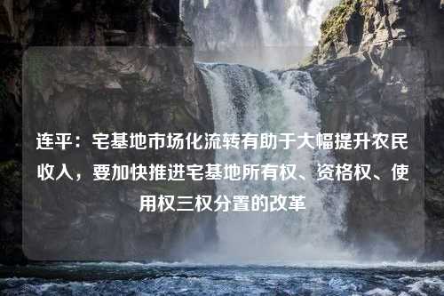 连平：宅基地市场化流转有助于大幅提升农民收入，要加快推进宅基地所有权、资格权、使用权三权分置的改革