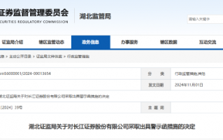 内部管理六方面违规 长城证券被出具警示函