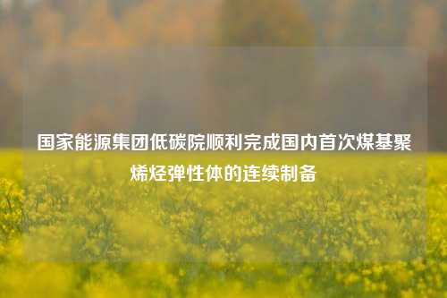 国家能源集团低碳院顺利完成国内首次煤基聚烯烃弹性体的连续制备