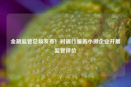 金融监管总局发布！对银行服务小微企业开展监管评价