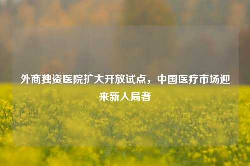 外商独资医院扩大开放试点，中国医疗市场迎来新入局者