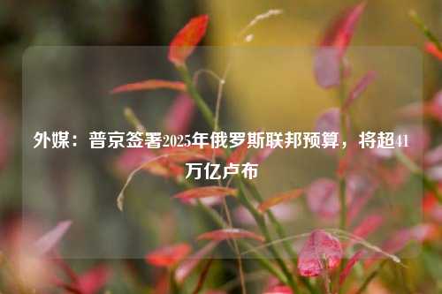 外媒：普京签署2025年俄罗斯联邦预算，将超41万亿卢布