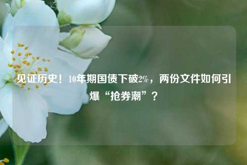 见证历史！10年期国债下破2%，两份文件如何引爆“抢券潮”？