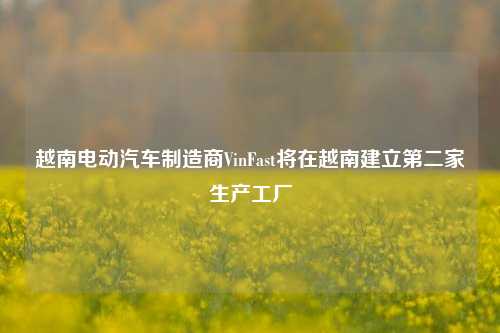 越南电动汽车制造商VinFast将在越南建立第二家生产工厂