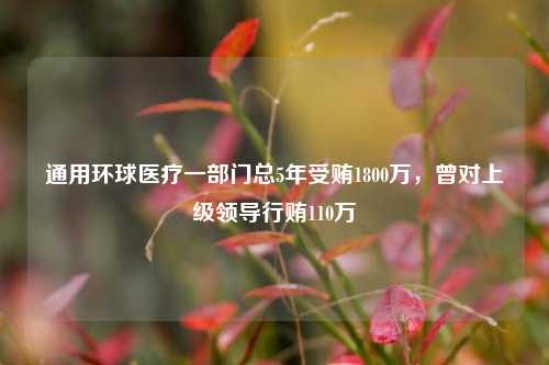 通用环球医疗一部门总5年受贿1800万，曾对上级领导行贿110万