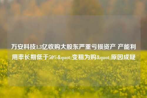 万安科技1.3亿收购大股东严重亏损资产 产能利用率长期低于50%"变租为购"原因成疑