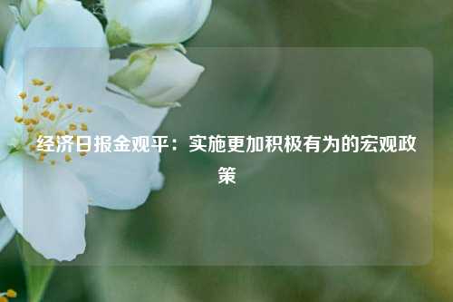 经济日报金观平：实施更加积极有为的宏观政策