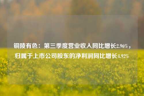 铜陵有色：第三季度营业收入同比增长2.96%，归属于上市公司股东的净利润同比增长4.92%